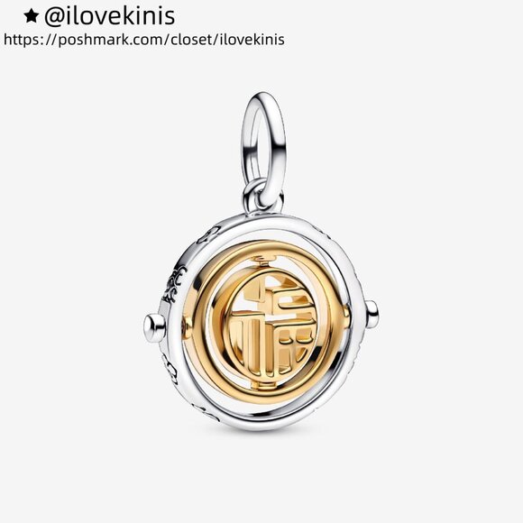 Pandora Two-tone Fú Spinning Dangle Charm - Picture 1 of 4
